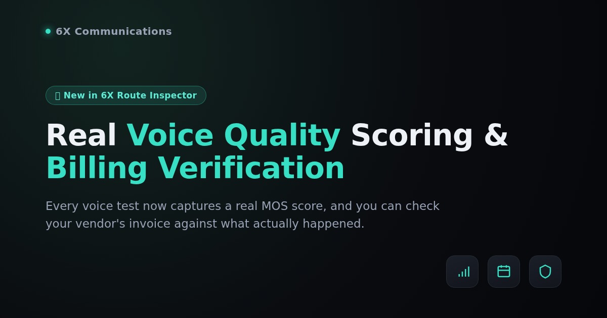 6X Route Inspector: Real Voice Quality Scoring & Billing Verification